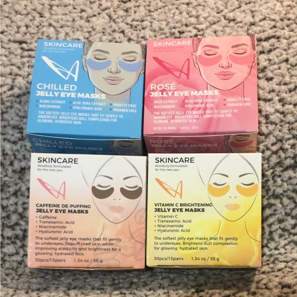 LA Splash Cosmetics Eye Masks De-Puffing, Rose, Cooling & Brightening - 4 Pack